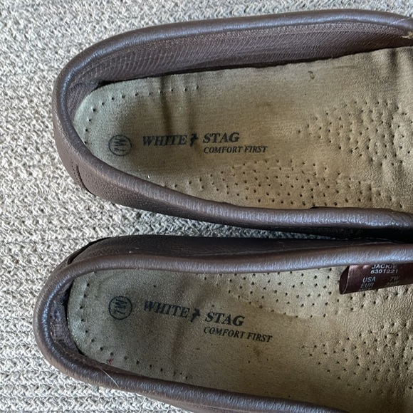 Vintage White Stag Brown Leather Tassel Loafers Size 7W - Picture 8 of 10